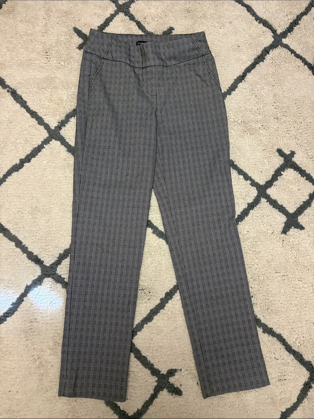 Hilary Radley Black and White Glen Plaid Trousers